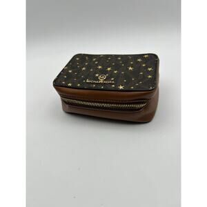 Michael Kors Star Print Zip Travel Jewelry Case Brown MK Small Cosmetic Pouch